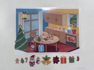 「佈置一個有聖誕氣氛的家」語言表達遊戲教材示意卡片