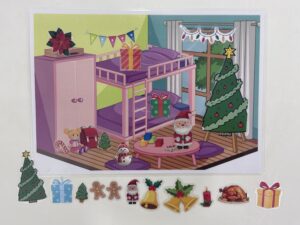 「佈置一個有聖誕氣氛的家」語言表達遊戲教材示意卡片