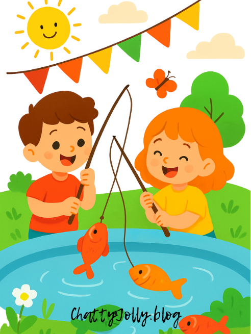 釣魚語言活動教材示意圖，透過遊戲提升幼兒理解及表達能力