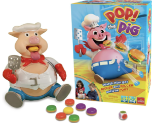 Pop The Pig toy with burgers dice gameplay set